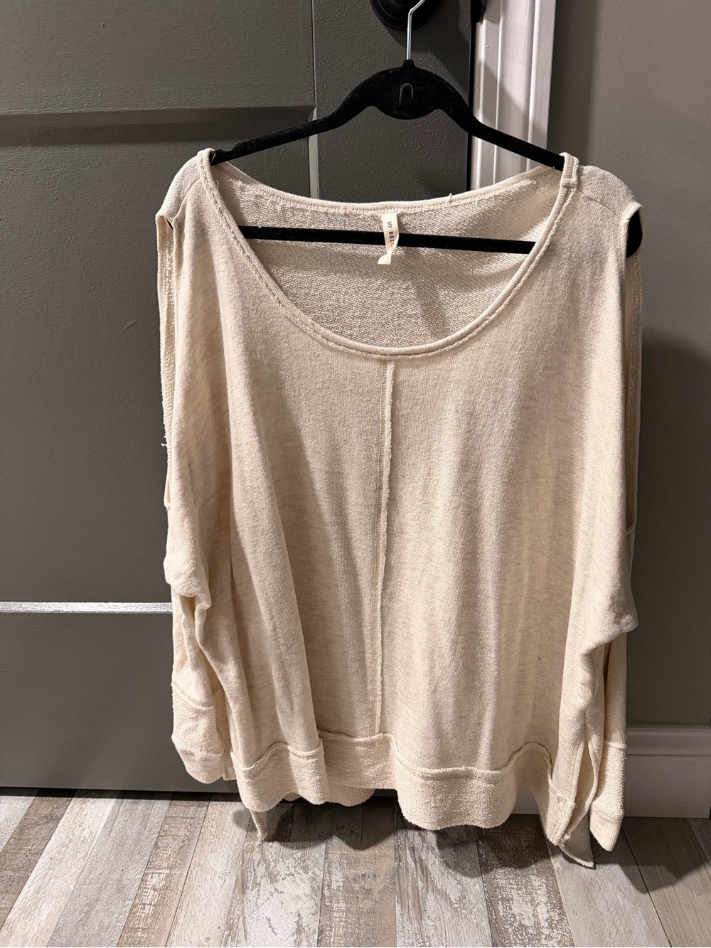 My Beloved Ivory Cream Tan cold Open shoulder Sweater Sweatshirt Size Large